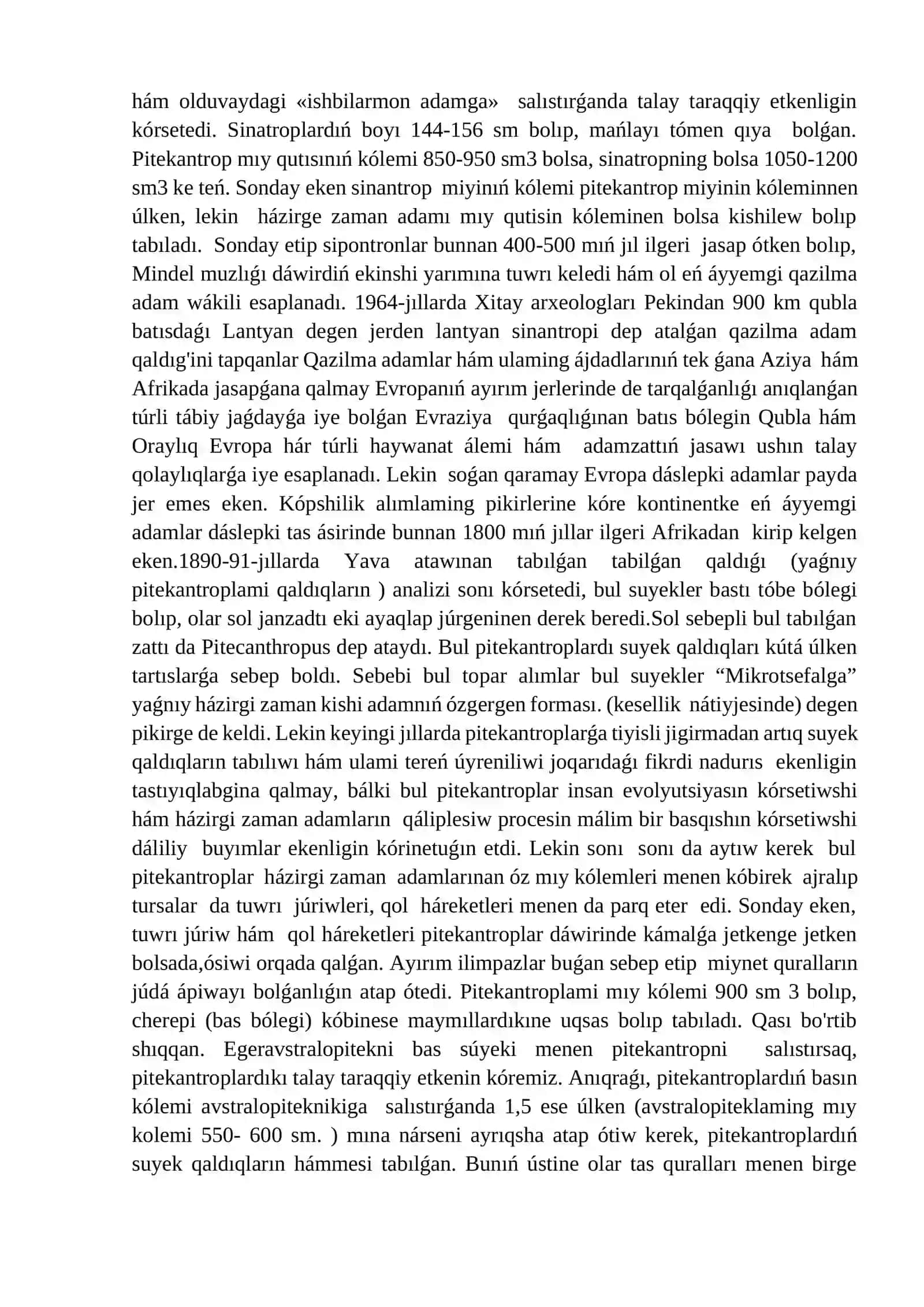 Homo sapiens payda boliwi ham antropogenez processinin juwmaqlaniwi 4