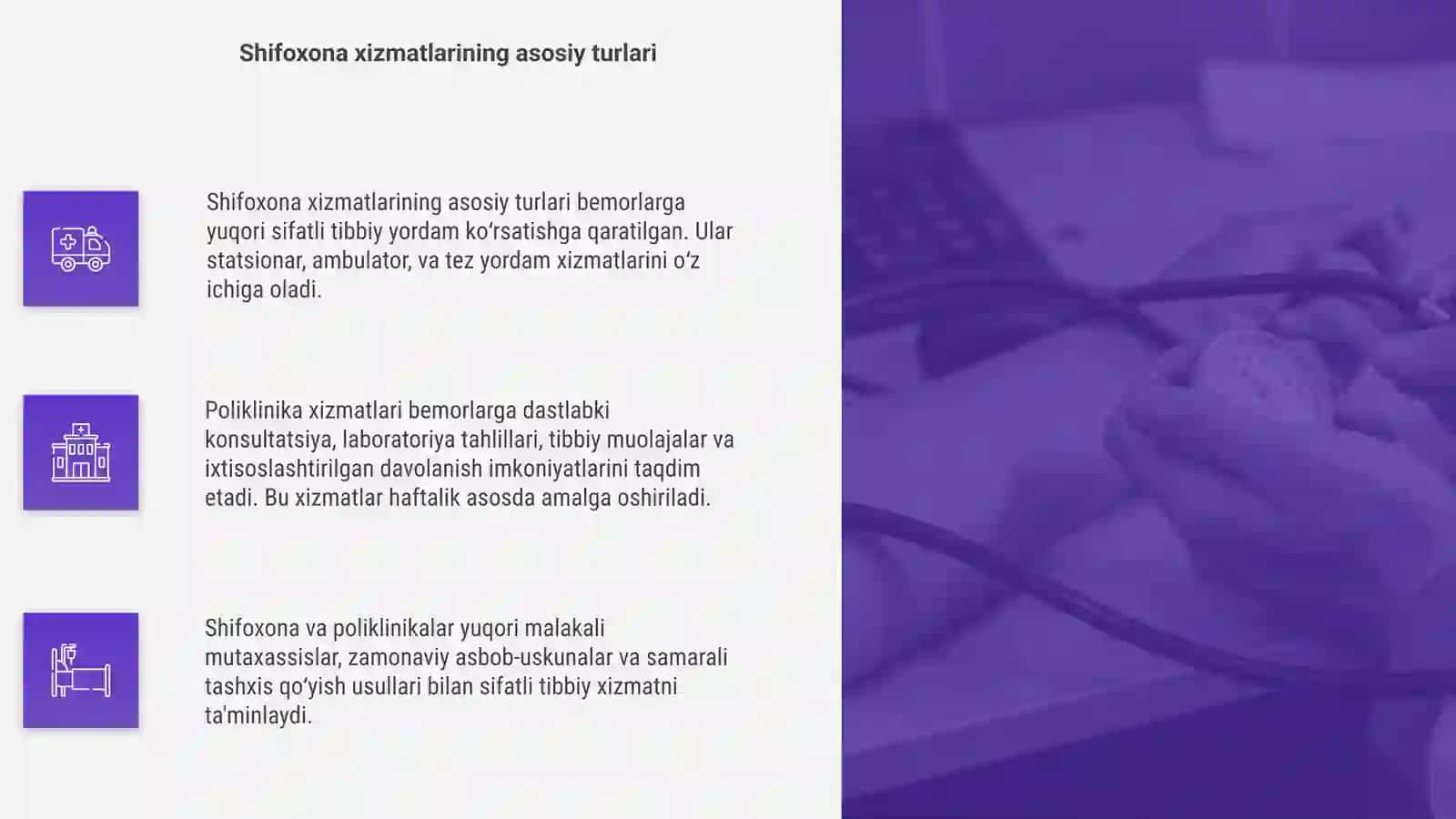 Shifoxona va poliklinika xizmatining asosiy ko'rsatkichlari 4