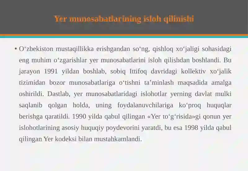 Mustaqillik yillarida qishloq xo‘jaligi va sanoat sohasidagi o‘zgarishlar 4