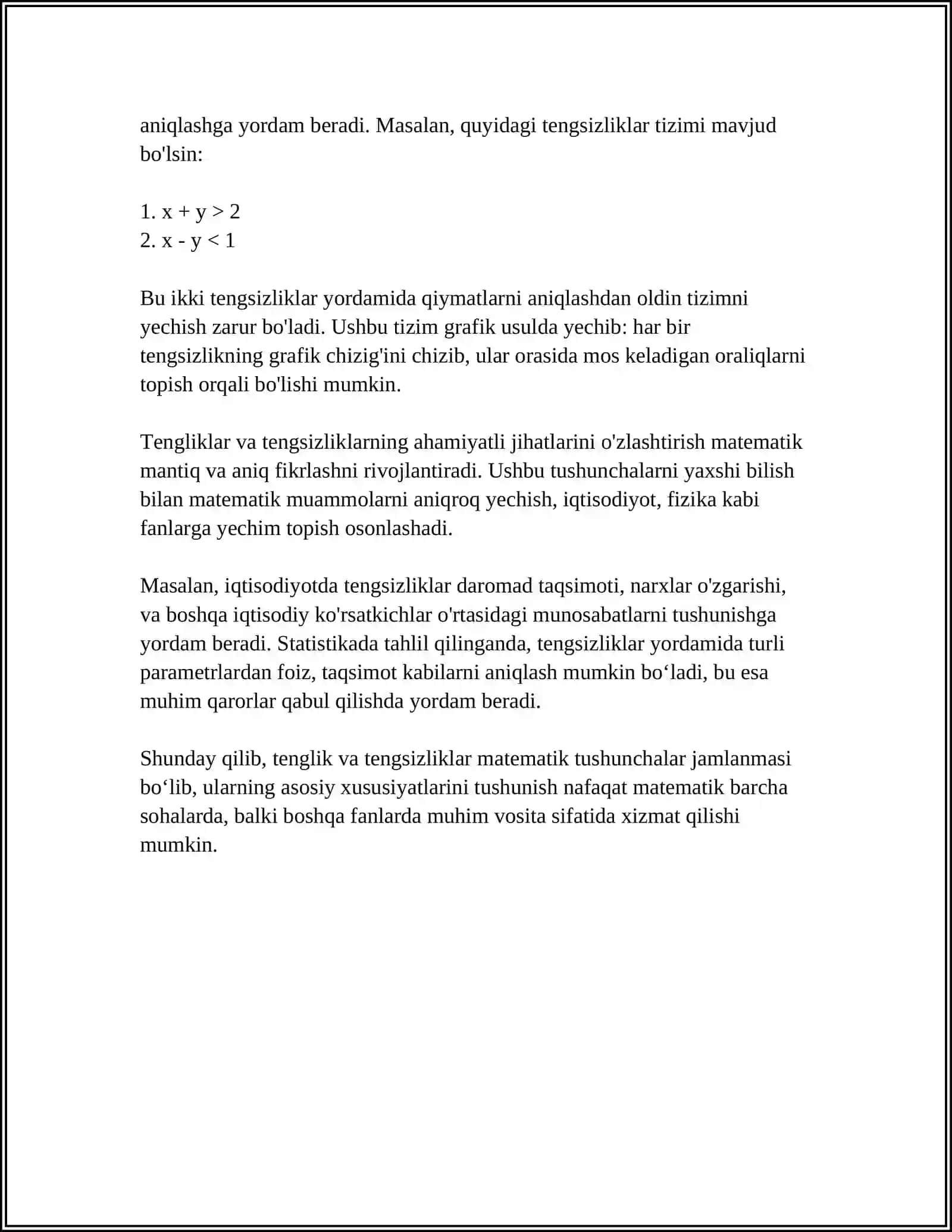 TENGLIK VA TENGSIZLIKLARNI OʻRGATISH METODIKASI 4