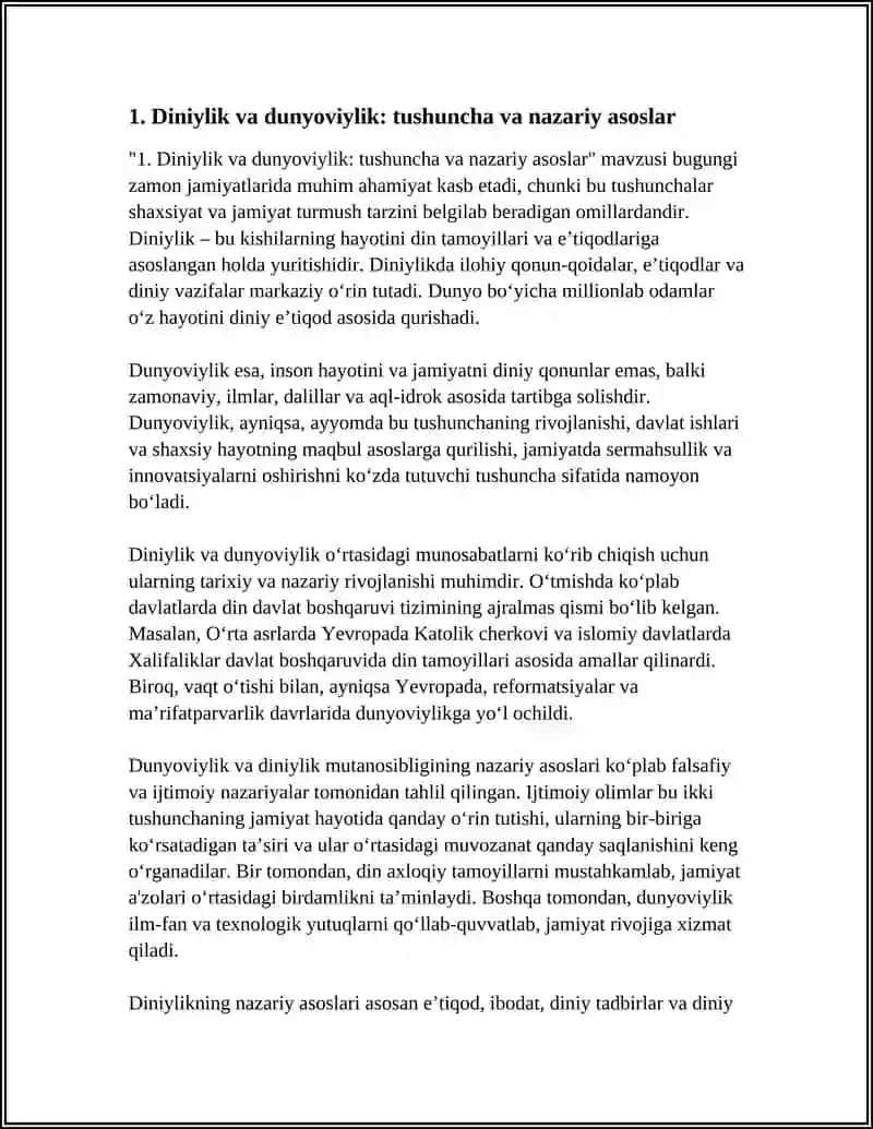 Diniylik va Dunyoviylik: Tushuncha va Nazariy Asoslar 4