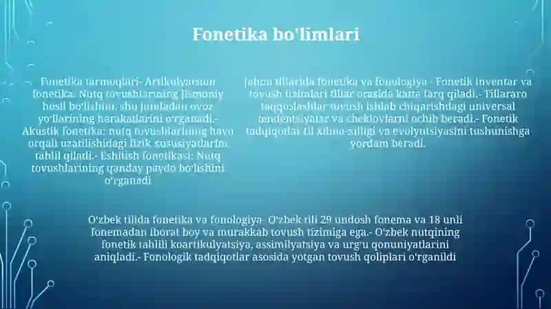 Fonetika Va Fonologiyaning Jahon Va O'Zbek Tili Miqyosida O'Rganilishi Mehrinoz 4