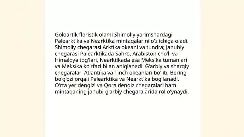 Goloartik floristik olami va uning kichik olamlarini kontir xaritaga tushuntirish 4