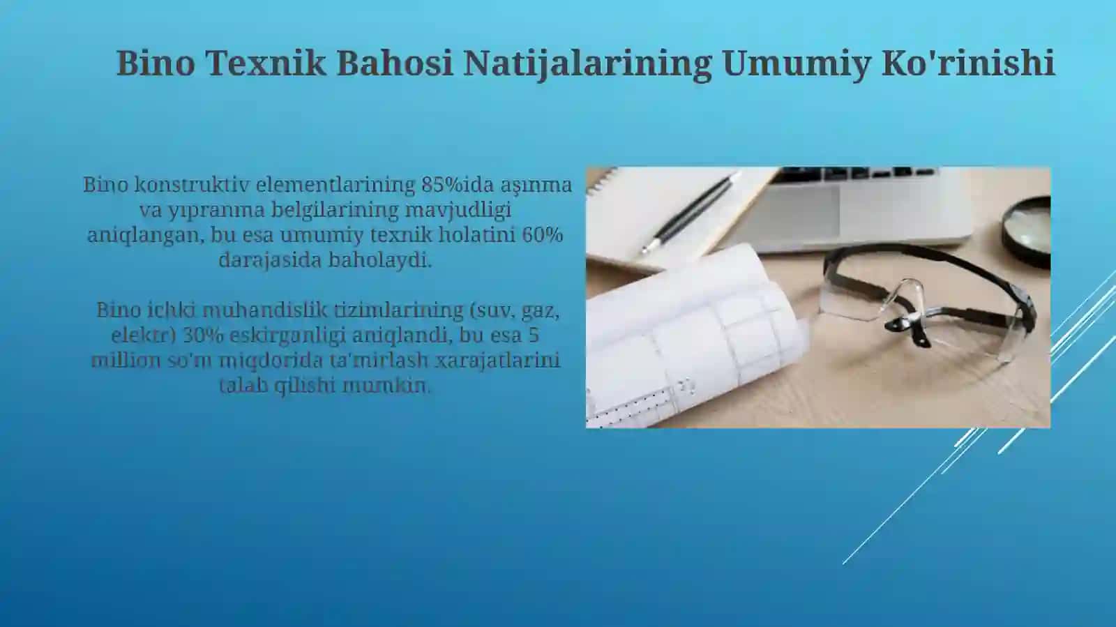 Bino va inshootning texnik baxolash natijalarini tahlil qilish 4