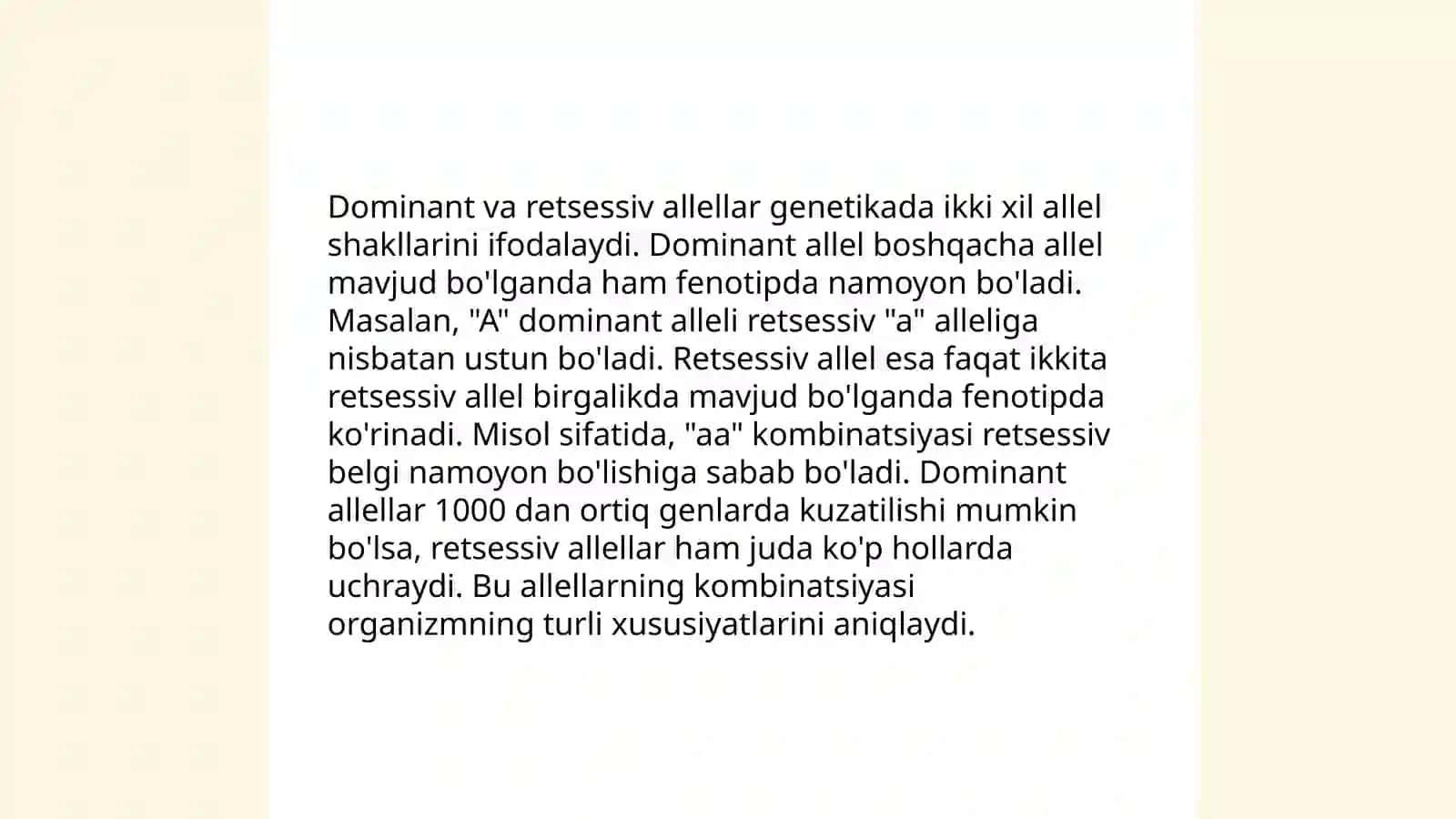 Mendelning 3 qonunlari Allelmas genlarning òzora tasiri 4
