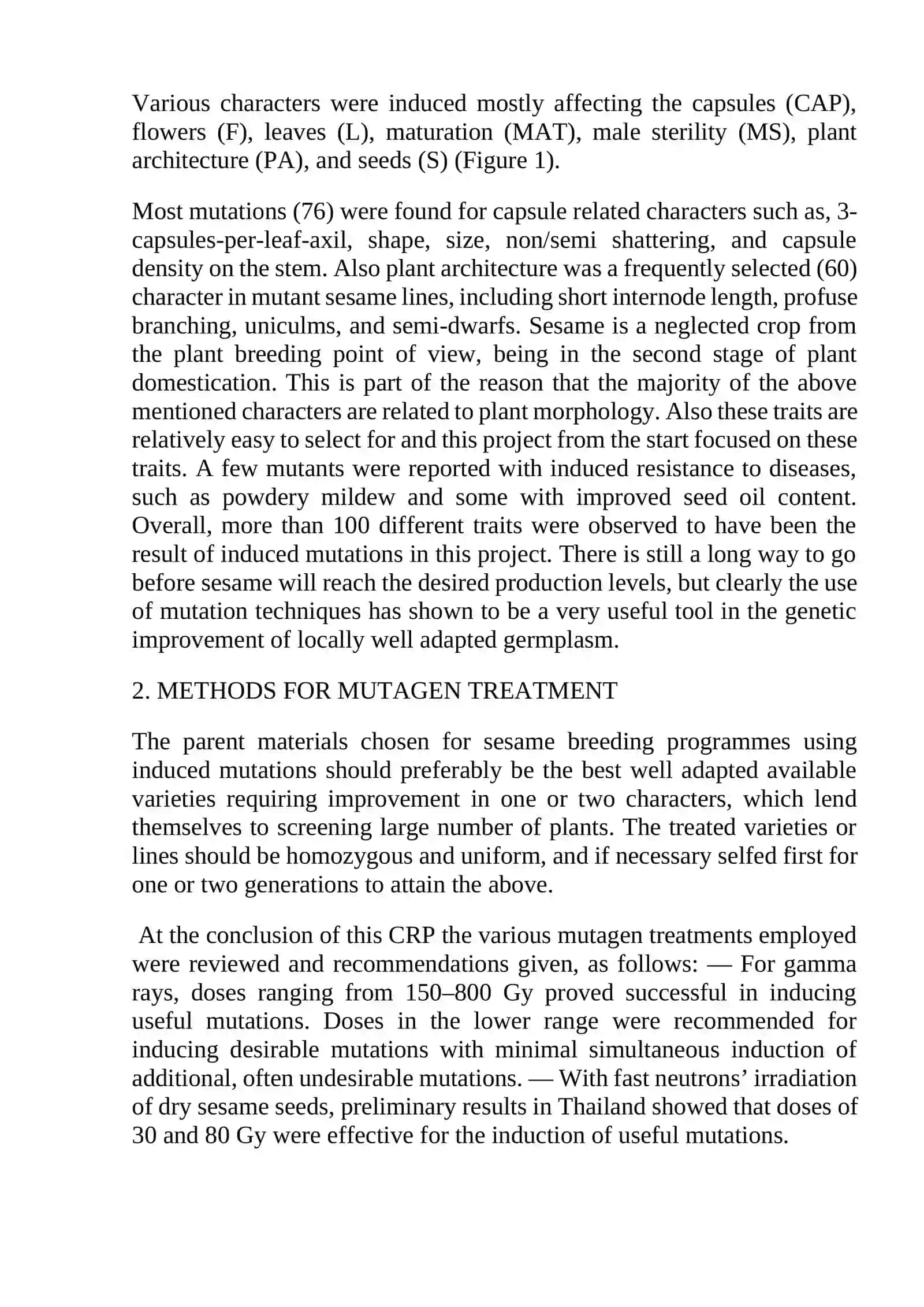 Advances (uspexi) in Sesame (Sesamum indicumL.) breeding 4