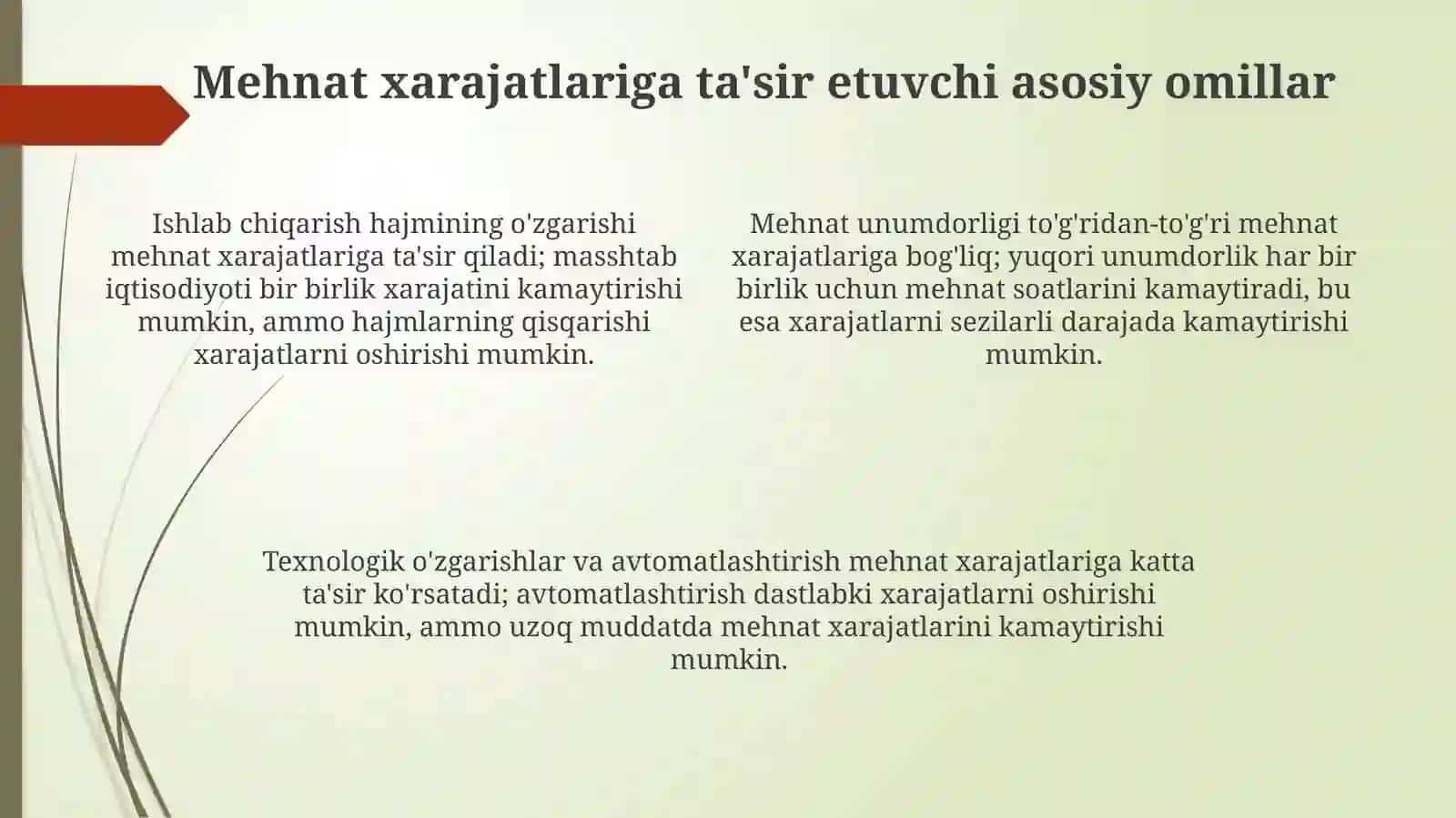 Mehnathaqixarajatlarivaularningoʻzgarishigataʼsiretuvchiomillartahlili 4