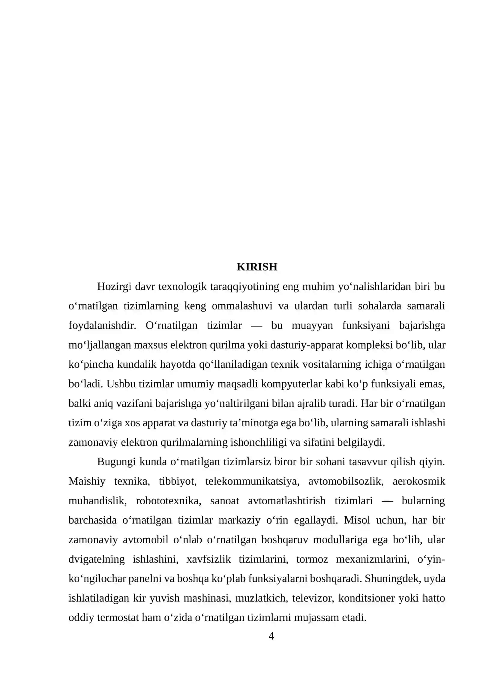 O'RNATILGAN TIZIMLARNING UMUMIY ASOSLARI 4