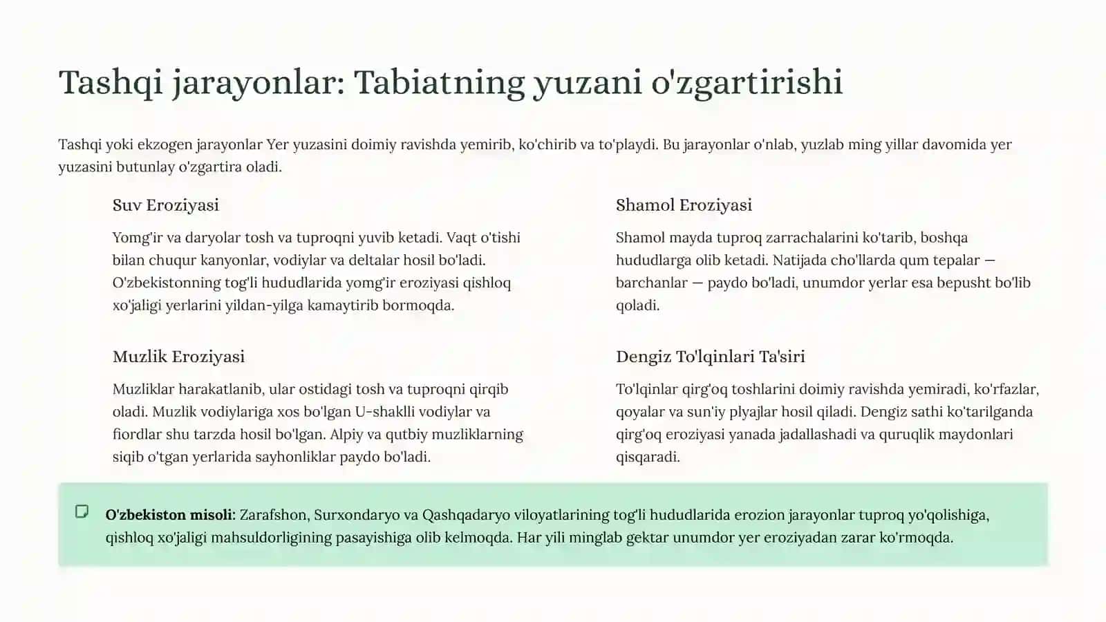 Tabiiy-geografik jarayonlar vaularning oqibatlari 4