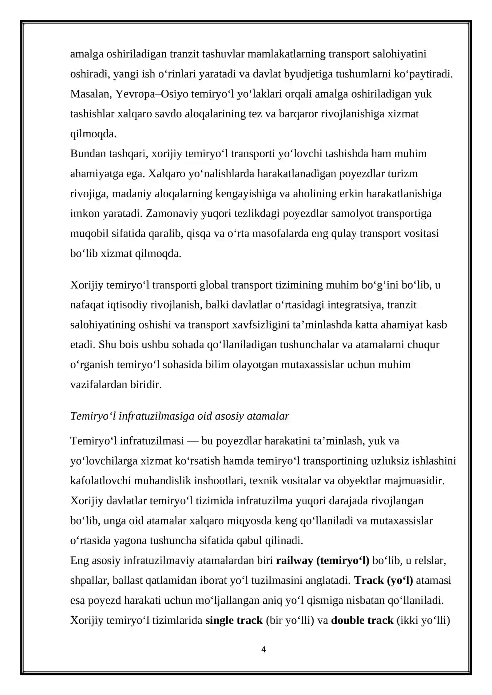 Xorijiy davlatlar temiryo‘l transportida ishlatiladigan asosiy atamalar 4