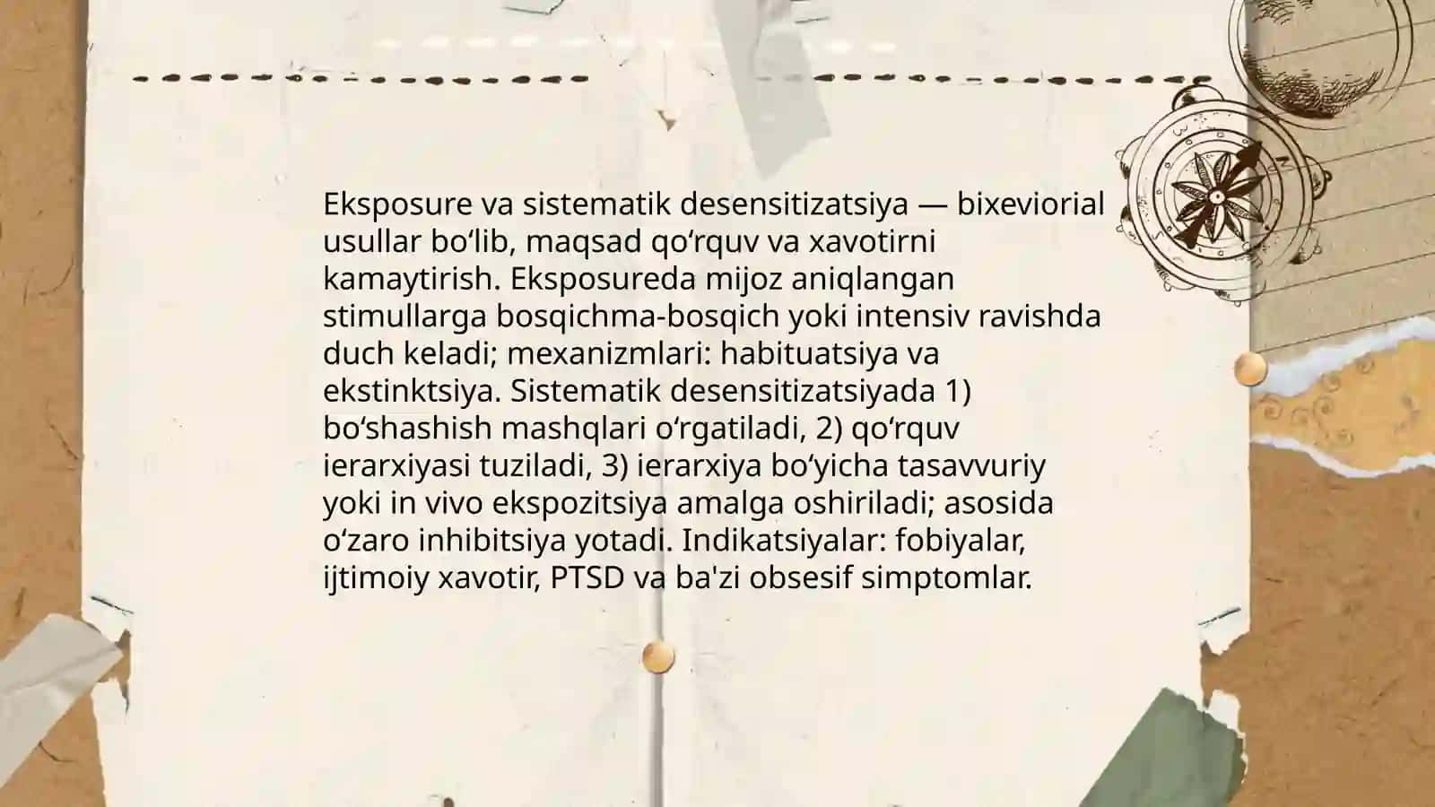 Mijoz bilan ishlashning zamonaviy metodlari: bixeviorial yondashuv, geshtalt- terapiya, kognitiv terapiya, majmuali yondashuv, oilaviy terapiya psixositsial yondashuv 4