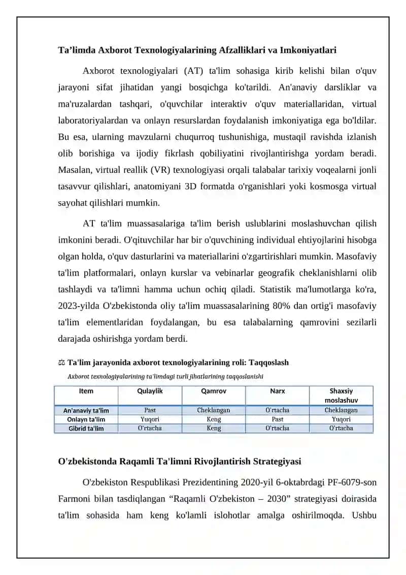 Ta'lim jarayonida axborot texnalogiyalarining tutgan o'rni 4