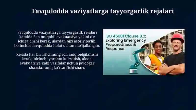 Ishlab chiqarish maydonlarida ishlayotgan ishchilarni favqulotda vaziyatlardan muxofaza yo’llari 4