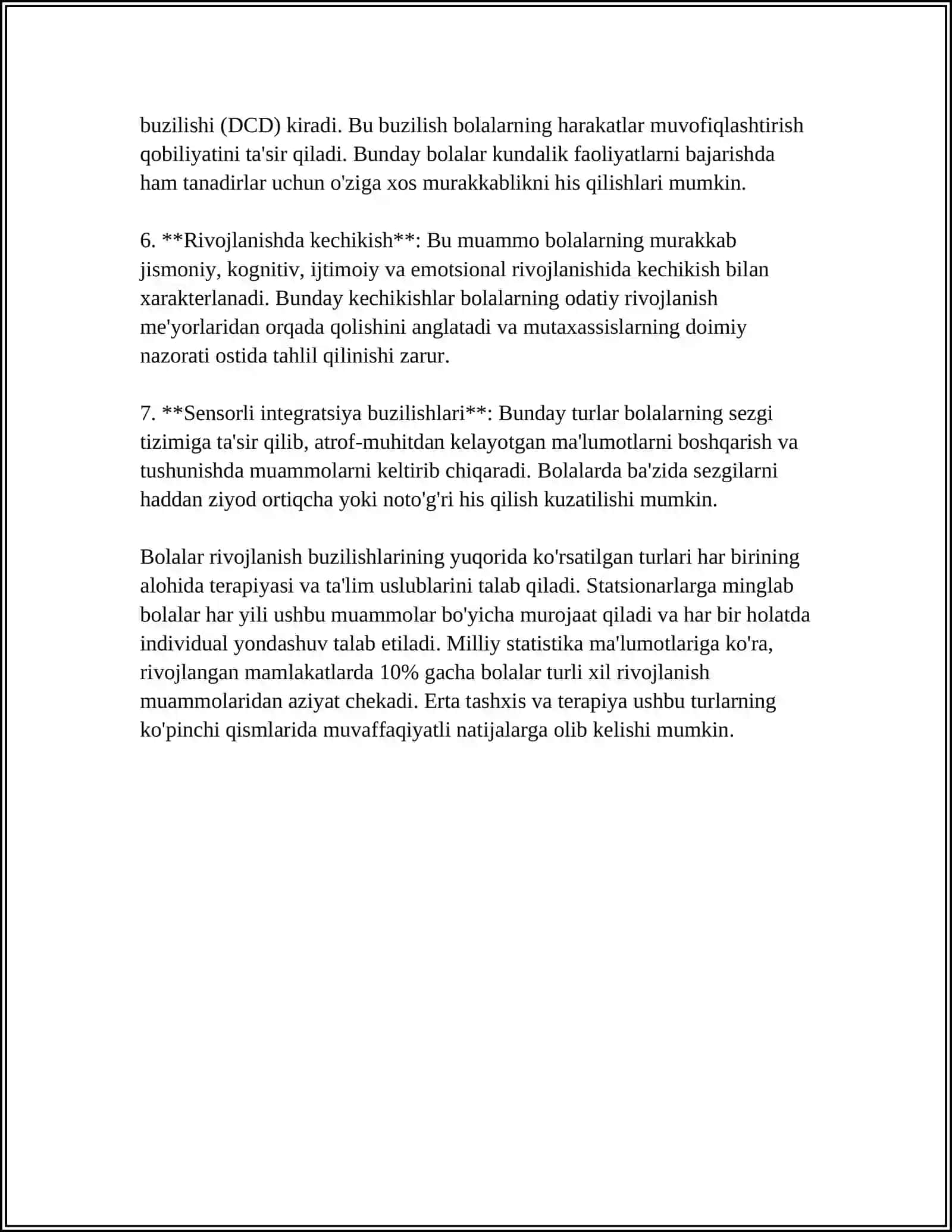BOLALARNI RIVOJLANISH BUZILISHLARI BILAN PEDAGOGIK ÕRGANISH 4
