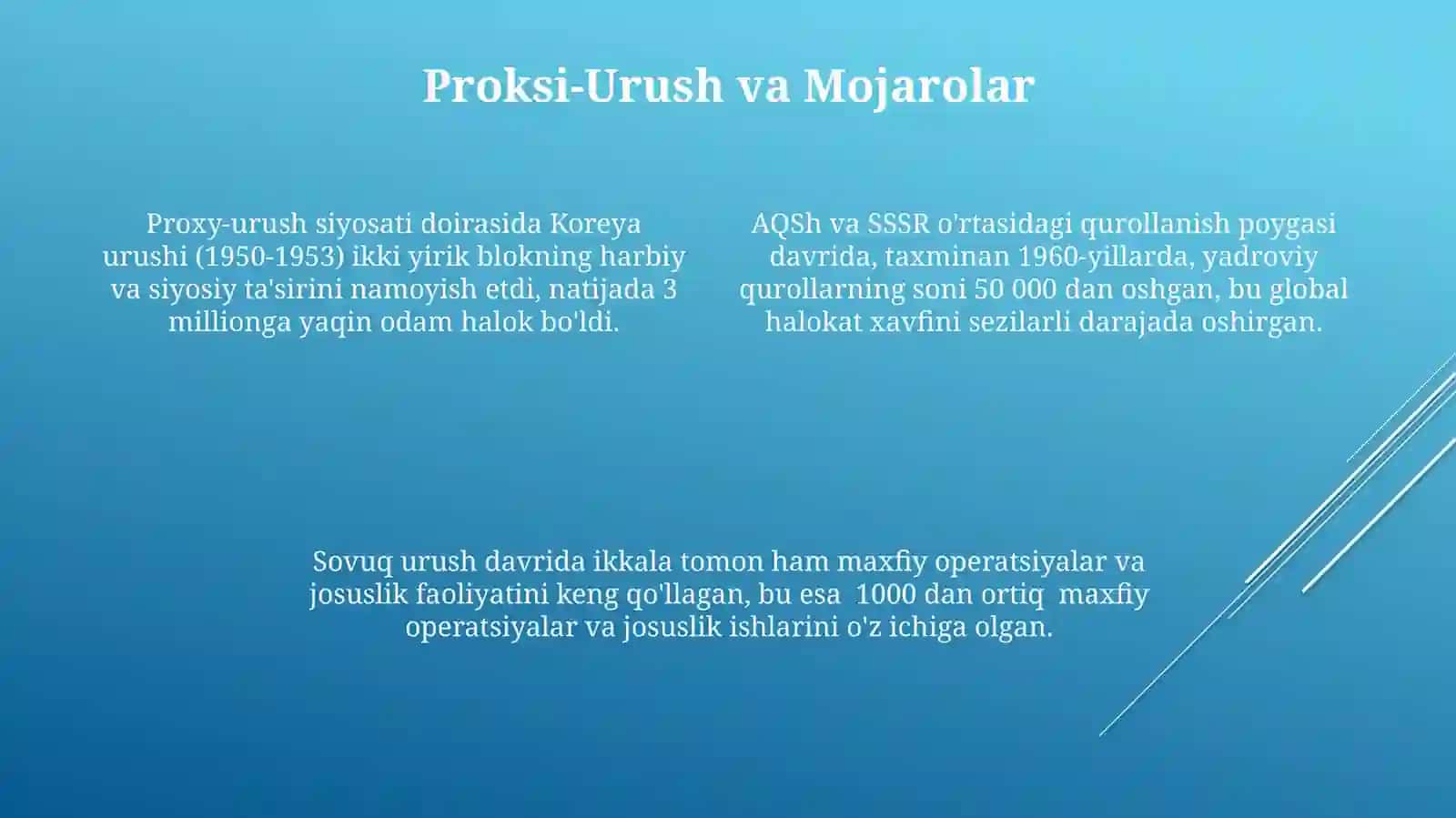 Sovuq urush "AQSH va SSSR o’rtasidagi qurollanish poygasi" 4