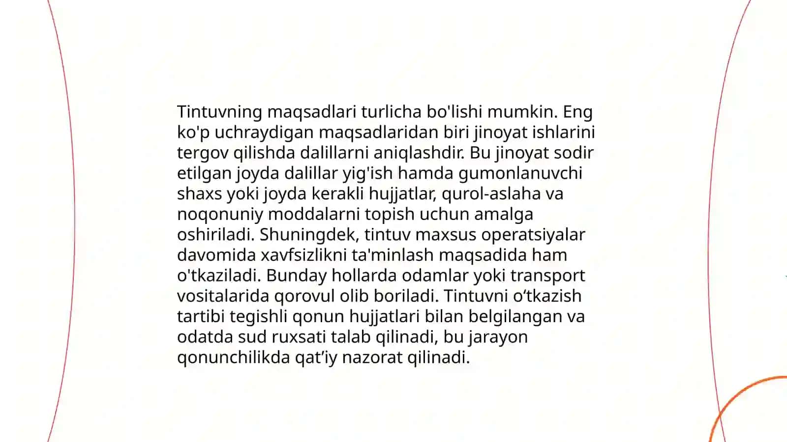 Tintuv va uning turlari. Tintuvni taktik usullari 4