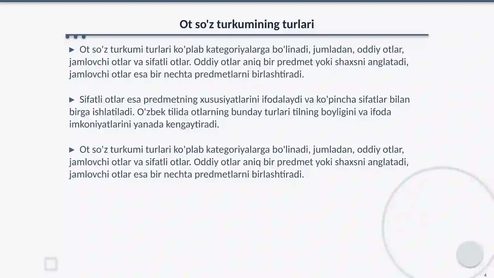 Ot soʻz turkumi va uning oʻrganilish tarixi 4