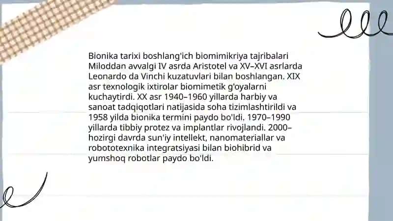 Bionika asoslari va uni inson hayotidagi o'rni 4