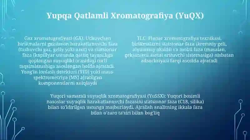 Xromatografik tahlil usullaridan foydalanish 4