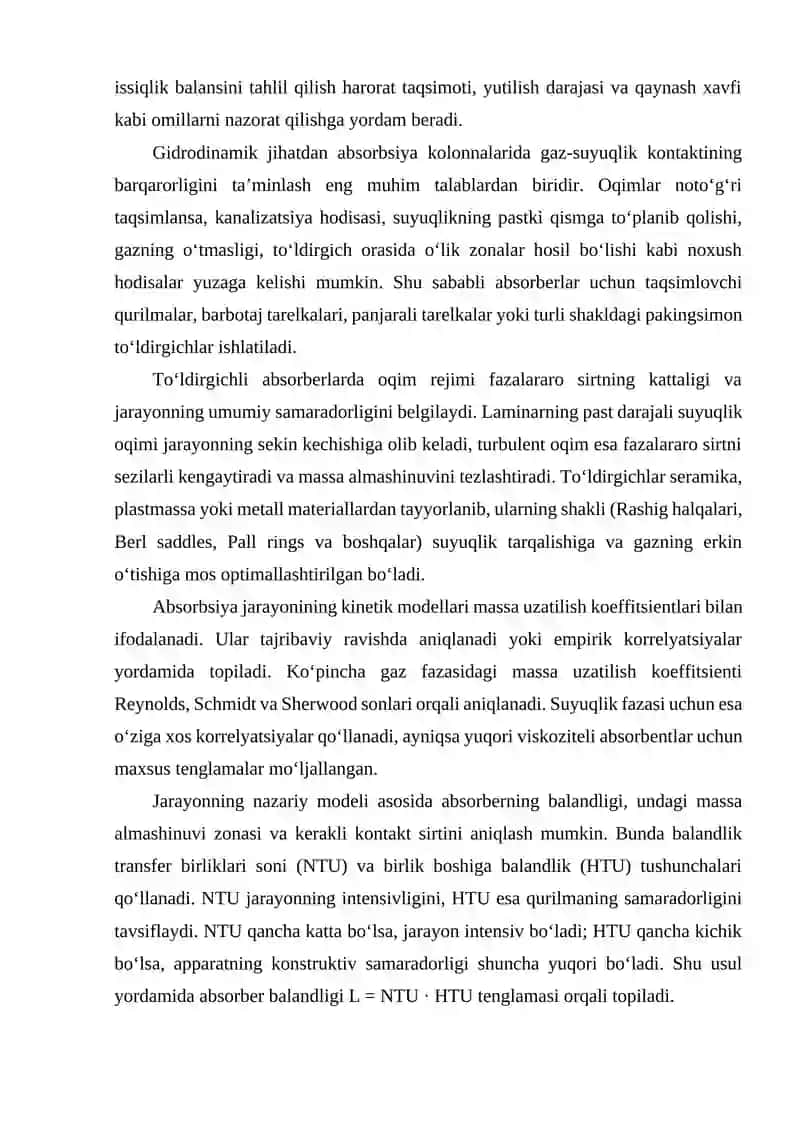 Absorbsiya jarayoni va qurilmalarini hisoblash 4