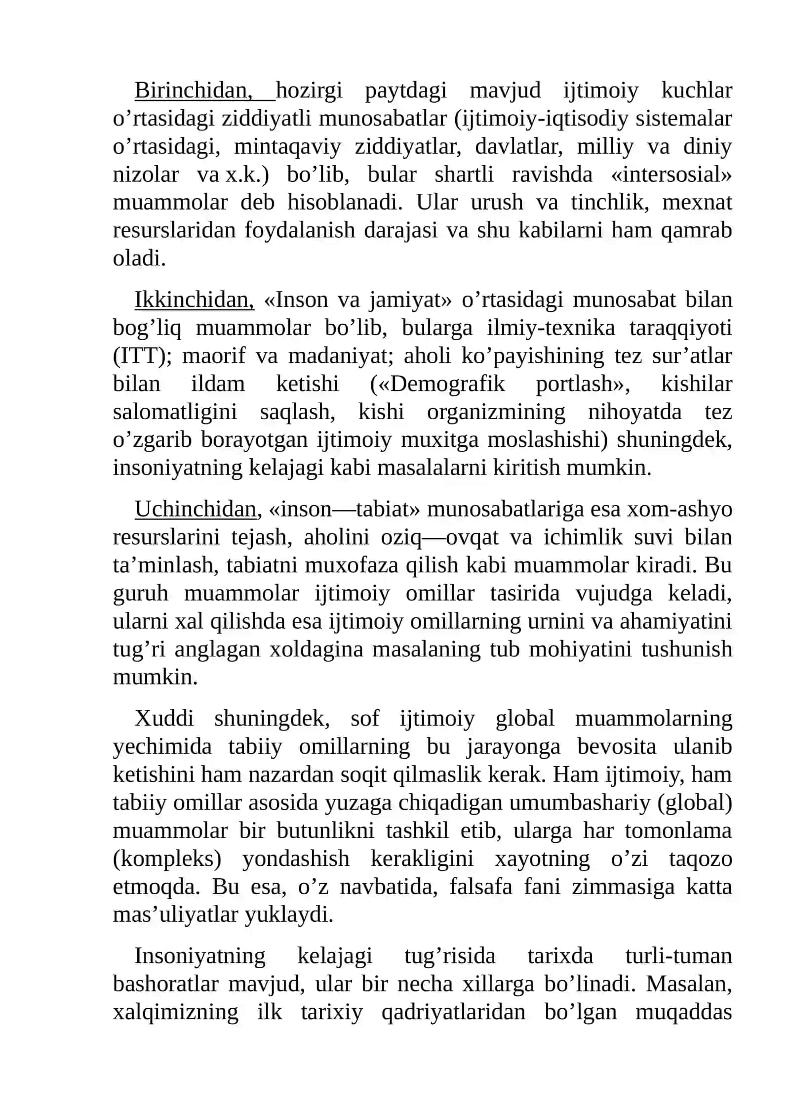 G’lobal muammolar falsafasi 4