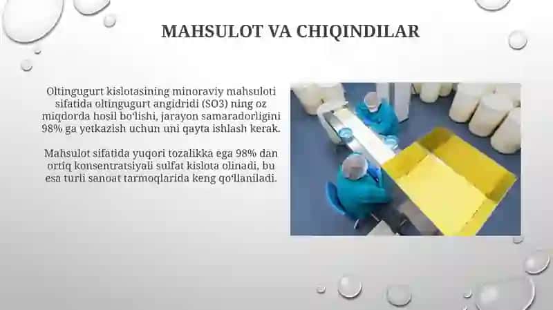 Sulfat kislota ishlab chiqarishning minorali usuli 4