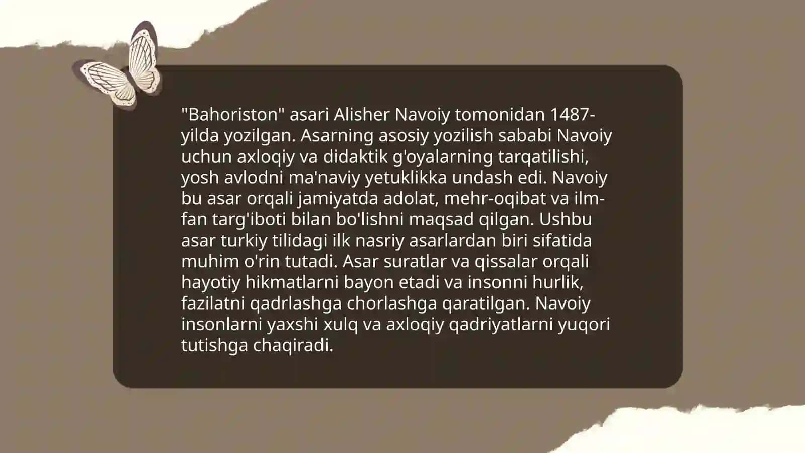 Abdurahmon Jomiyning "Bahoriston" asari tahlili 4