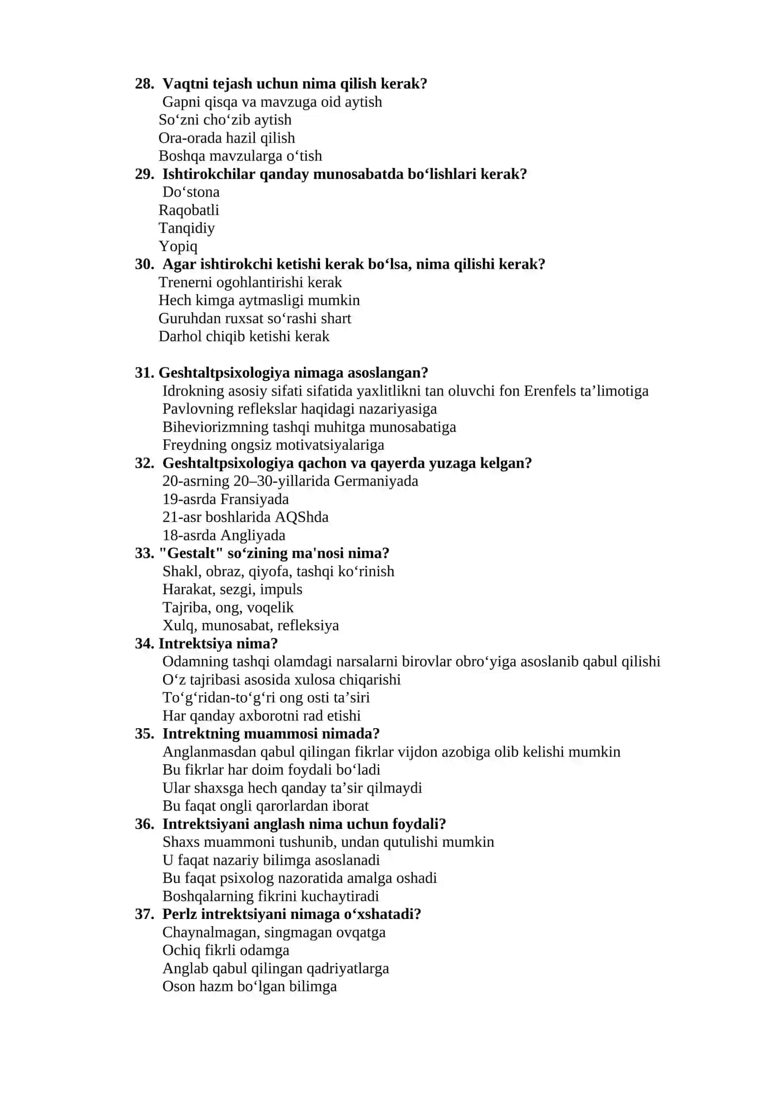 Psixologik trening asoslari test 4