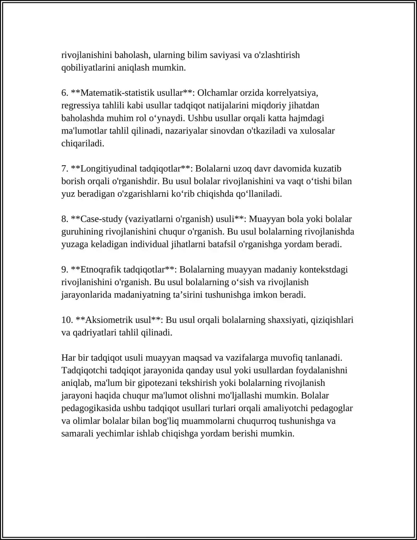 BOLALAR PEDAGOGIKASI FANINING ILMIY TADQIQOT METODLARI 4