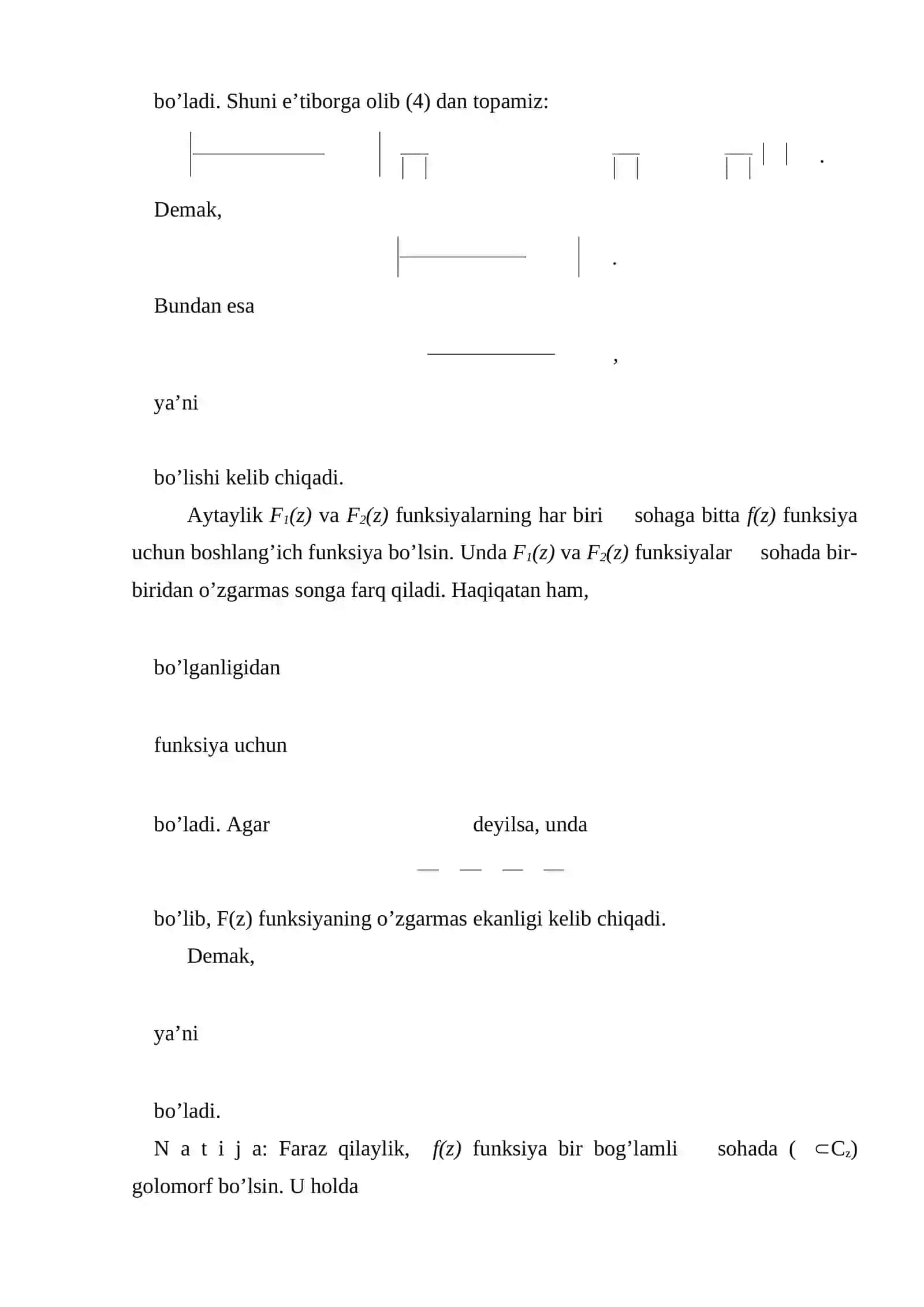 Boshlang’ich funksiya tushunchasi koshining integral formulasi 4