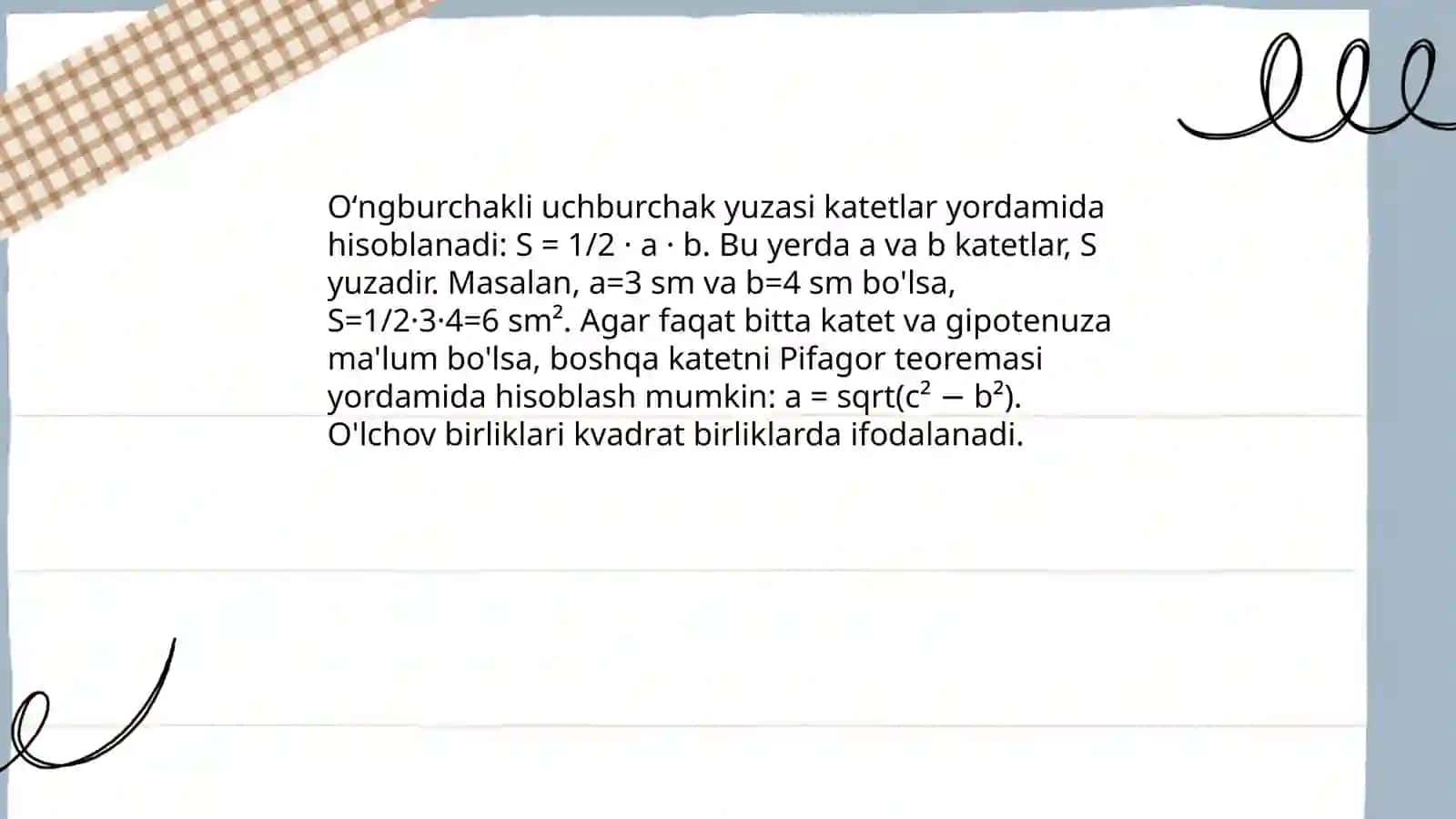Uchburchak yuzini topish 4