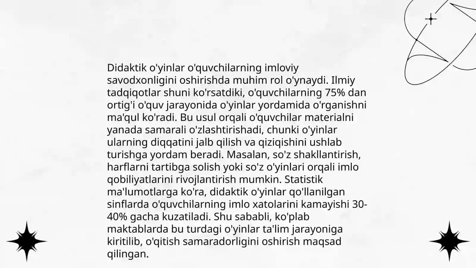 Boshlangich talimda imloviy savodxonlik boyicha turli didaktik o`yinlarni foydalanilishi 4