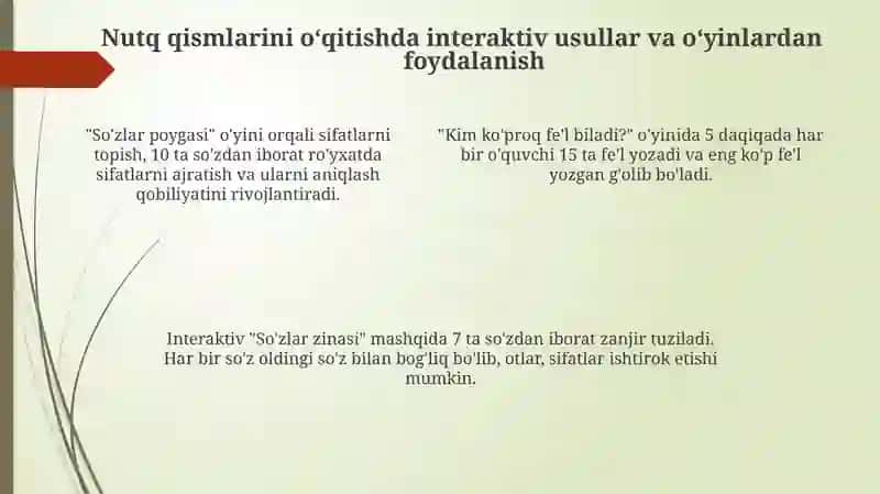 Boshlang‘ich sinflarda so‘z turkumlarini o‘rganishda metod va usullar 4