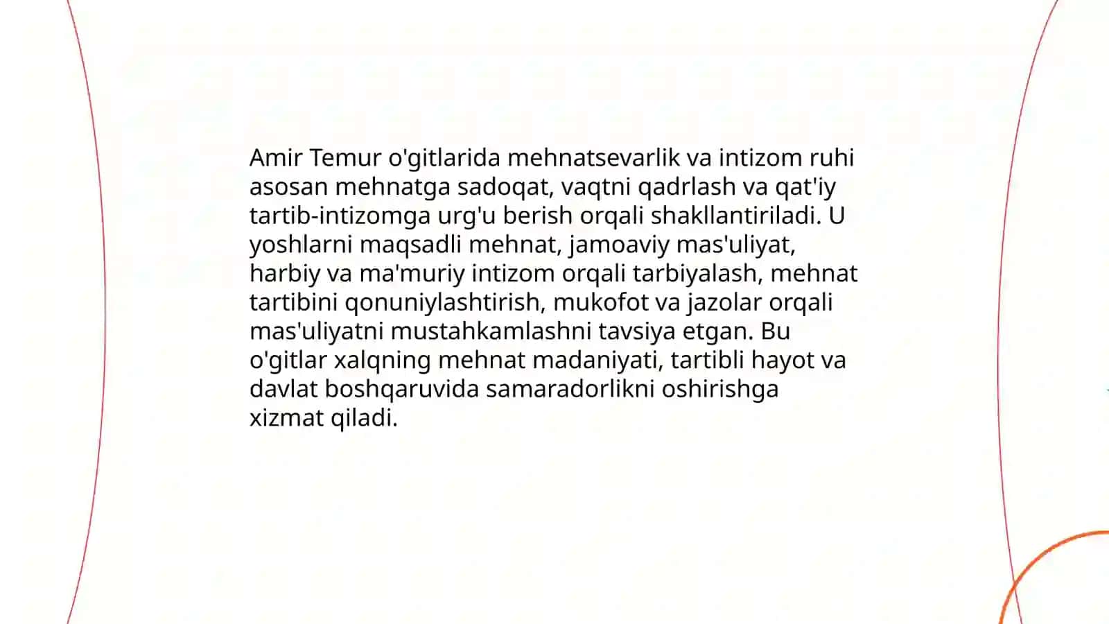 Amir Temur o'gitlarining tarbiyaviy ahamiyati 4