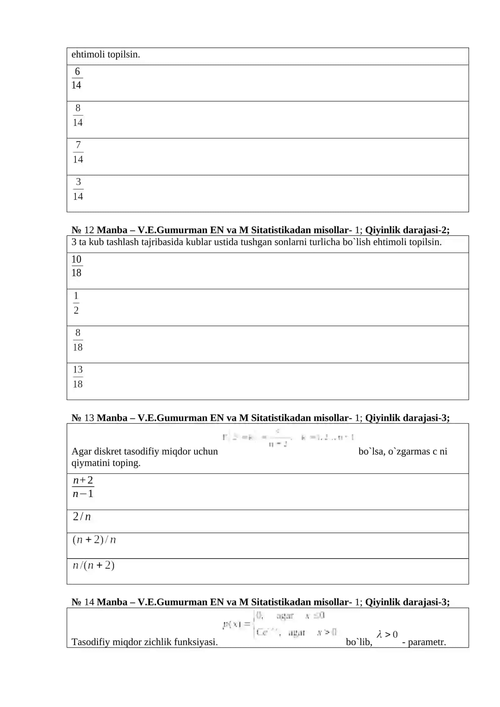 V.E.Gumurman va M Statistikadan misollar-1 4
