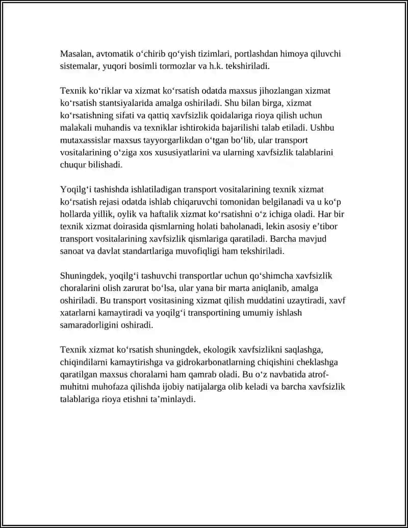 Yoqilg‘i tashuvchi transport vositalarining texnik ko‘riklari va texnik xizmat ko‘rsatish 4