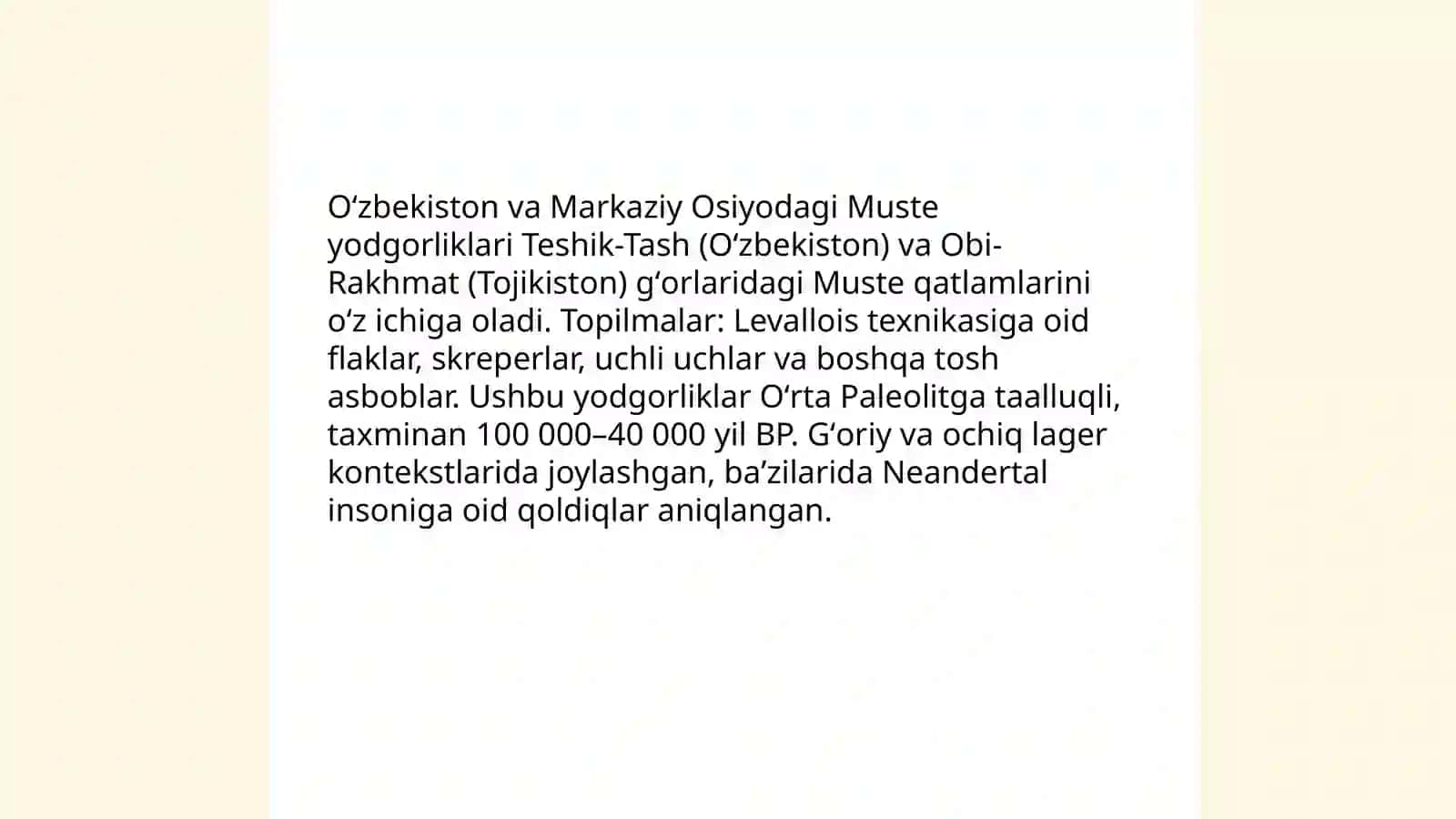 Muste davri arxeologik yodgorliklari 4