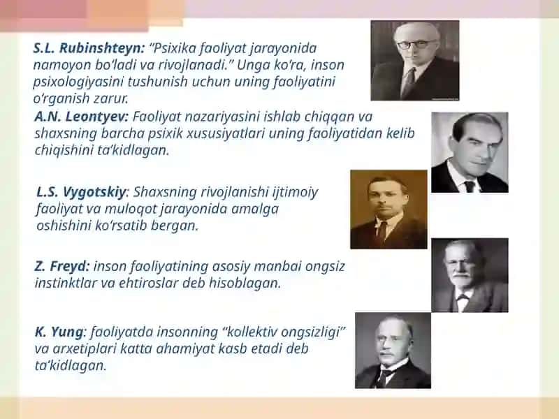 Faoliyatning psixologik talqini. Shaxs va uning psixologiyasi 4
