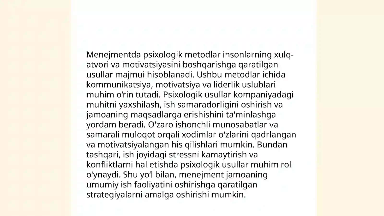Menejment psixologiyasini o'rganadigan obyektlar 4