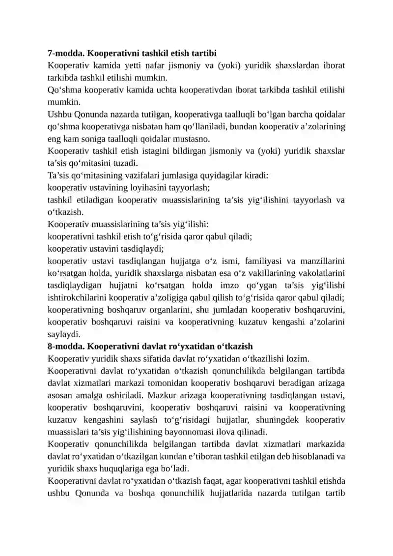 Qishloq xo‘jaligi kooperativi to‘g‘risida Qonunchilik palatasi 4