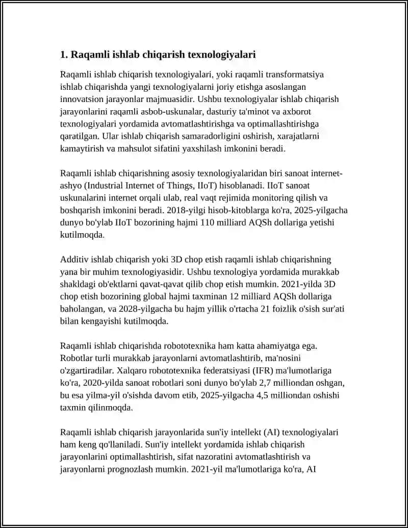 Raqamli ishlab chiqarish texnologiyalari 4