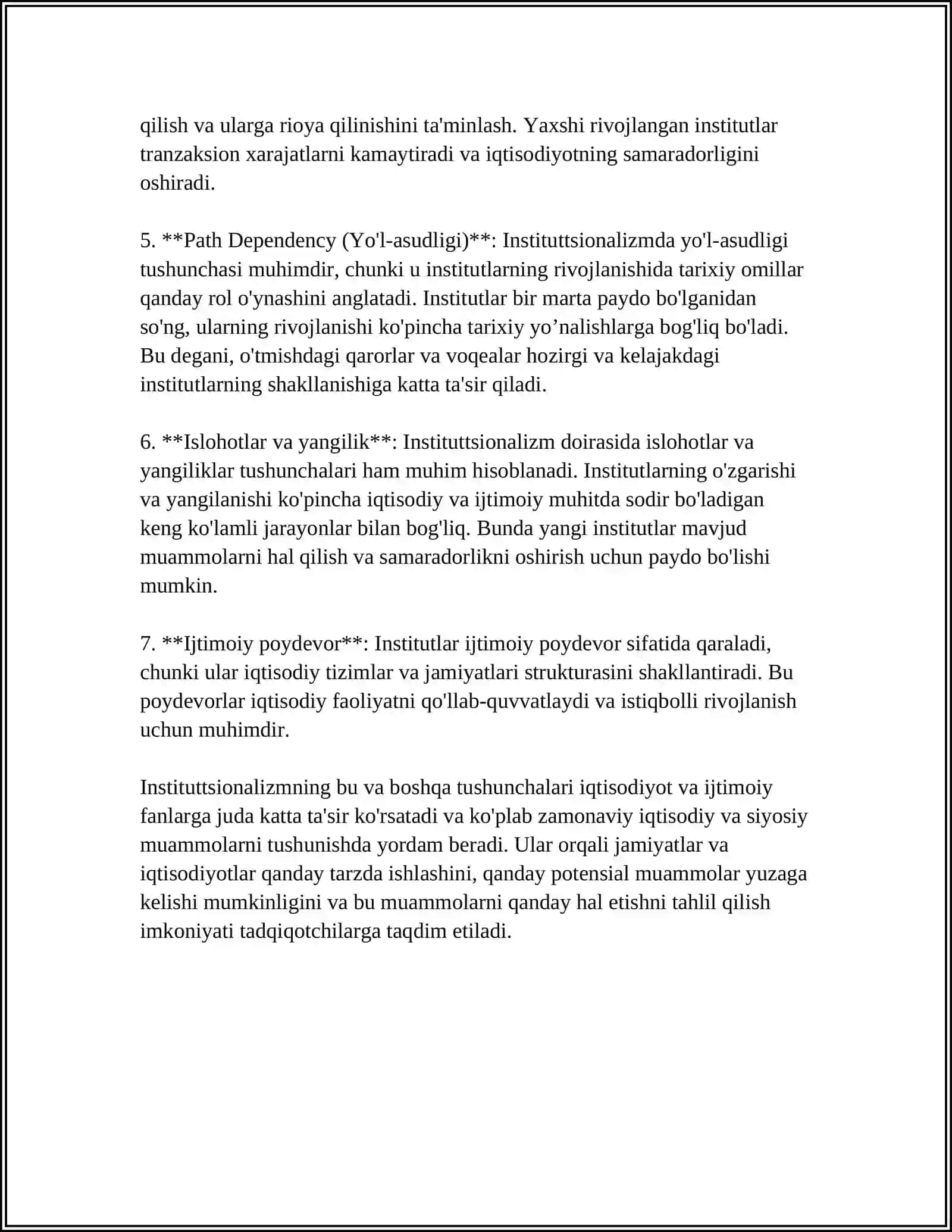 INSTITUTSIONALIZMNING YOʻNALISHI MOHIYATI VA AHAMIYATI 4