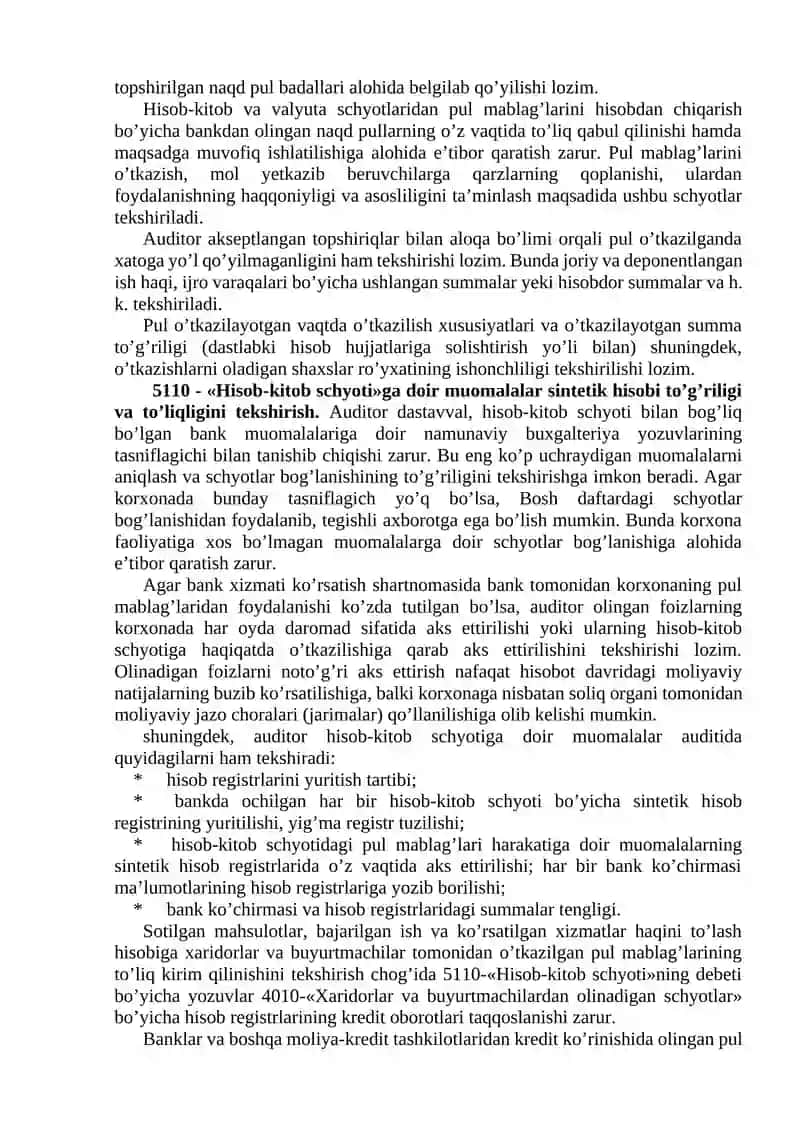 BANKDAGI BOSHQA MAXSUS SCHETLAR AUDITI 4