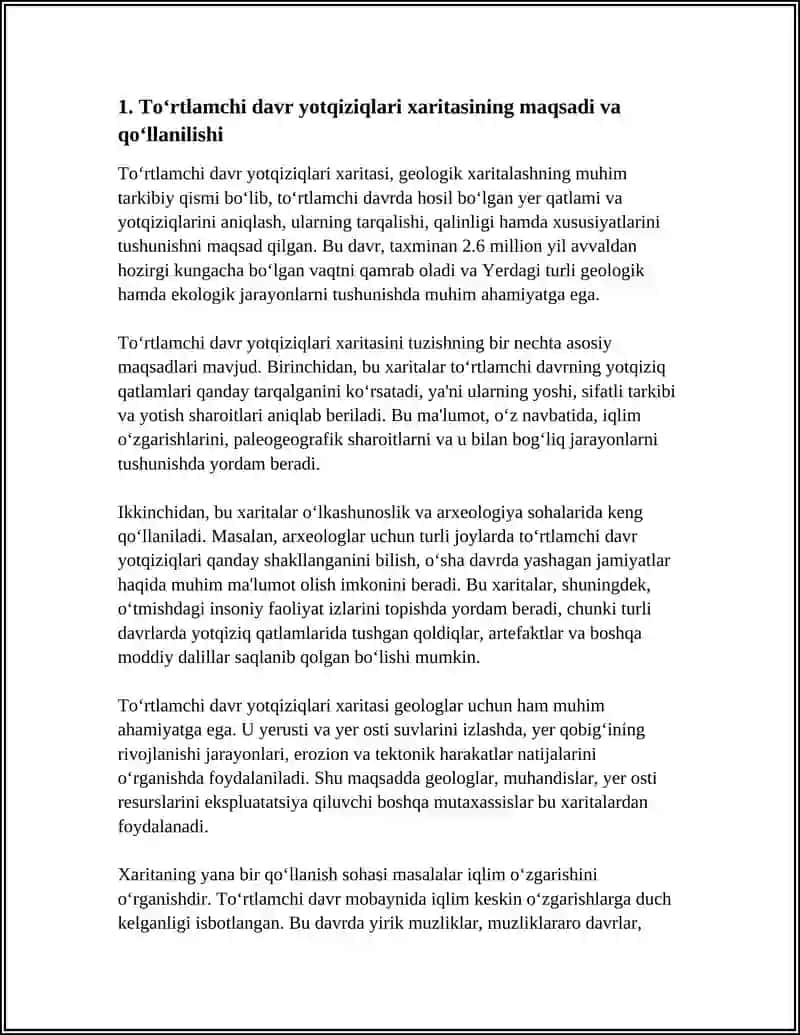 TOʻRTLAMCHI DAVR YOTQIZIQLARI XARITASI BILAN ISHLASH 4