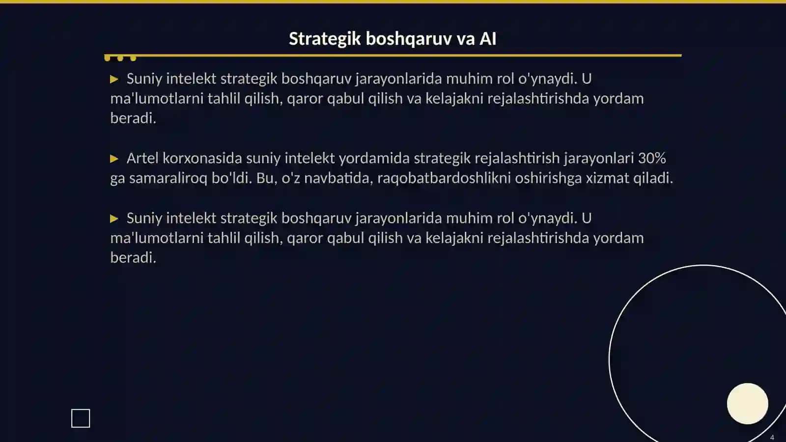 Artel korxonasida suniy intelektni joriy etish sharoitida strategik boshqaruv 4