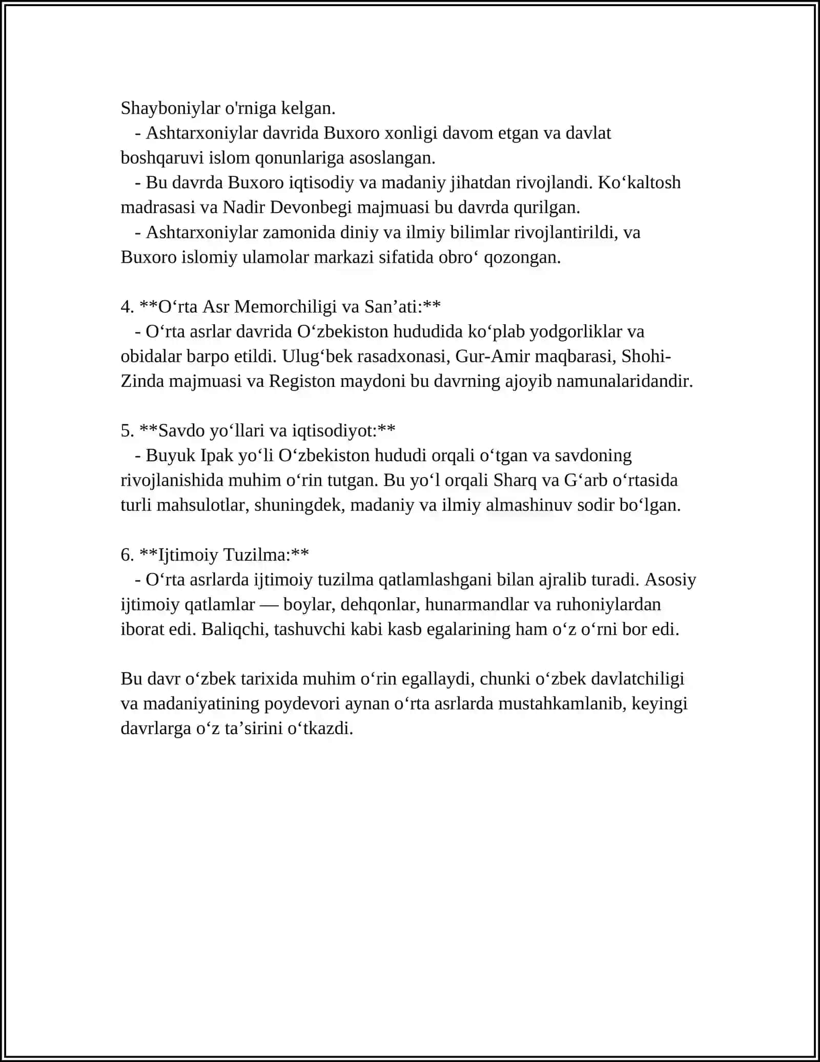 ILK OʻRTA ASR OʻZBEK DAVLATCHILIGI VA HUQUQI 4