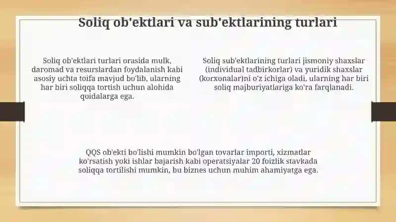 Soliq hisobotining ob'ekti va predmeti 4
