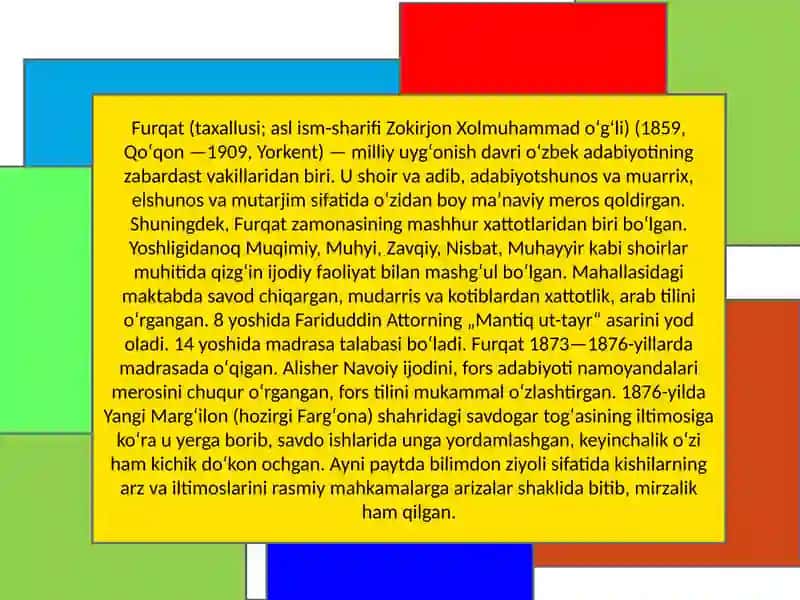 Furqat shoirining hayoti va ijodi 4