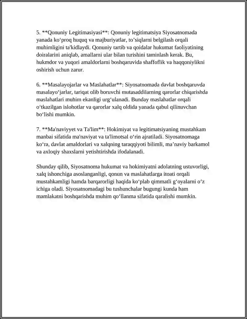 SIYOSAT NOMA ASARI BO‘YICHA JAMIYAT BOSHQARUVIGA OID G‘OYALARNI TAHLIL ETISH 4
