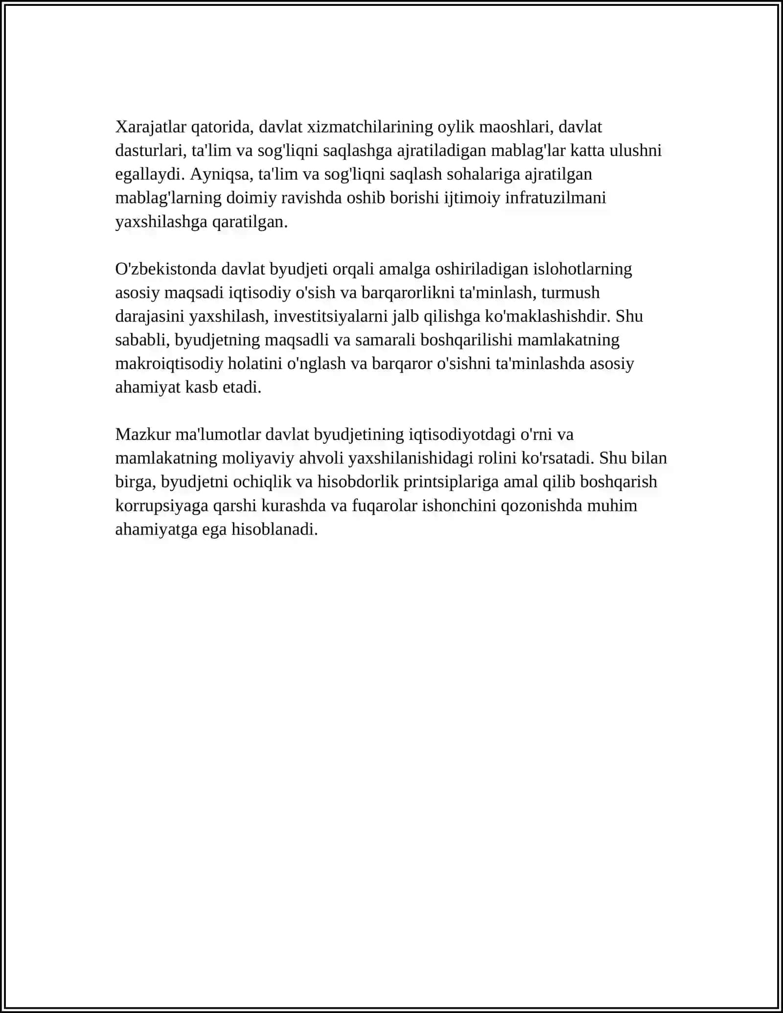 DAVLAT BYUDJETI, SOLIQLAR VA DAVLAT QARZI 4
